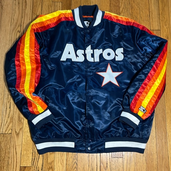 STARTER Other - Starter Black Label G-111 Houston Astros Blue Satin Mens Bomber XXL Jacket